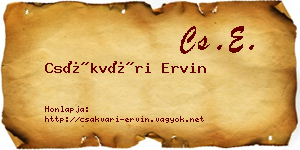 Csákvári Ervin névjegykártya
