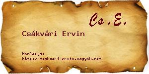 Csákvári Ervin névjegykártya