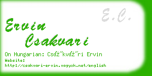 ervin csakvari business card